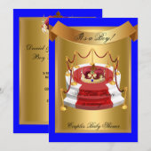Prince Royal Blue Boy Baby shower Crown Kaart (Voorkant / Achterkant)