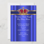 Prince Royal Blue Boy Baby shower Crown Kaart (Achterkant)