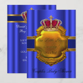 Prince Royal Blue Boy Baby shower Crown Kaart (Voorkant / Achterkant)