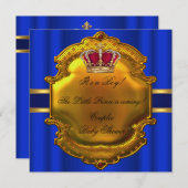 Prince Royal Blue Boy Baby shower Crown Kaart (Voorkant / Achterkant)