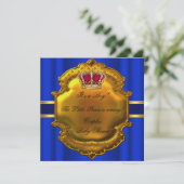 Prince Royal Blue Boy Baby shower Crown Kaart (Staand voorkant)
