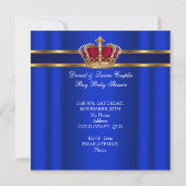 Prince Royal Blue Boy Baby shower Crown Kaart (Achterkant)