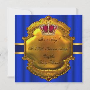 Prince Royal Blue Boy Baby shower Crown Kaart