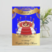 Prince Royal Blue Boy Baby shower Crown Kaart (Staand voorkant)