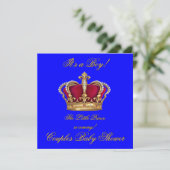 Prince Royal Blue Boy Baby shower Crown Kaart (Staand voorkant)
