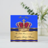 Prince Royal Blue Boy Baby shower Crown Kaart (Staand voorkant)