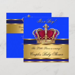 Prince Royal Blue Boy Baby shower Crown Kaart