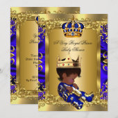 Prince Royal Blue Boy Baby shower Regal Gold 2 Kaart (Voorkant / Achterkant)