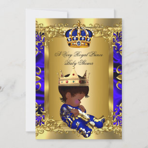 Prince Royal Blue Boy Baby shower Regal Gold 2 Kaart