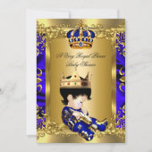 Prince Royal Blue Boy Baby shower Regal Gold 2a Kaart (Voorkant)