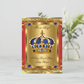 Prince Royal Blue Boy Baby shower Regal Red Gold 2 Kaart (Staand voorkant)