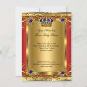 Prince Royal Blue Boy Baby shower Regal Red Gold 2 Kaart (Achterkant)