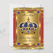 Prince Royal Blue Boy Baby shower Regal Red Gold 2 Kaart (Voorkant)