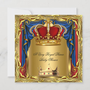 Prince Royal Blue Boy Baby shower Regal Red Gold 2 Kaart