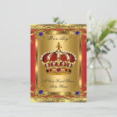 Prince Royal Blue Boy Baby shower Regal Red Gold 3 Kaart (Staand voorkant)
