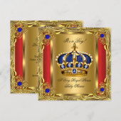Prince Royal Blue Boy Baby shower Regal Red Gold Kaart (Voorkant / Achterkant)