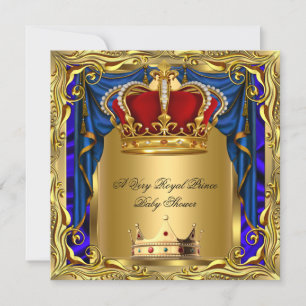 Prince Royal Blue Boy Baby shower Regal Red Gold Kaart