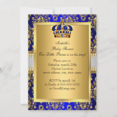 Prince Royal Blue Crown Baby shower Blonde Boy Kaart (Achterkant)