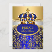 Prince Royal Blue Crown Baby shower Uitnodiging (Voorkant)