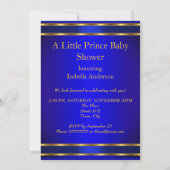 Prince Royal Blue Gold Baby shower Kaart (Achterkant)
