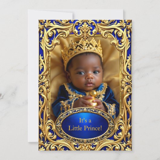 Prince Royal Blue Gold Baby shower Rattle Etnisch Kaart (Voorkant)