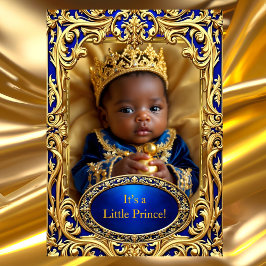 Prince Royal Blue Gold Baby shower Rattle Etnisch Kaart