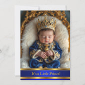 Prince Royal Blue Gold Baby shower Rattle Kaart (Voorkant)