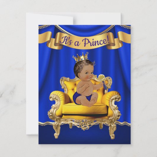 Prince Royal Blue Gold Baby Shower Uitnodigingen (Voorkant)