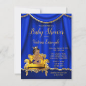Prince Royal Blue Gold Baby Shower Uitnodigingen (Achterkant)