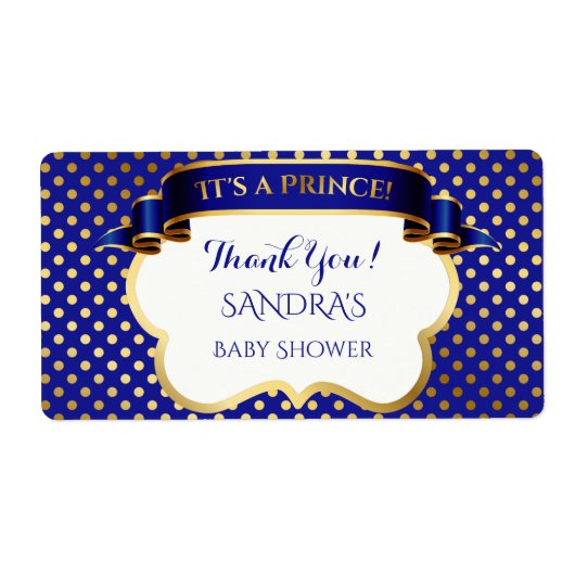 Prince Royal Blue Gold Bedankt Cadeauadres Etiket (Voorkant)
