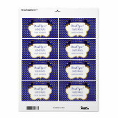 Prince Royal Blue Gold Bedankt Cadeauadres Etiket (Full Sheet)