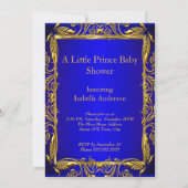 Prince Royal Blue Gold Boy Baby shower Kaart (Achterkant)