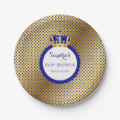 Prince Royal Blue Gold Crown Papieren Bordje (Voorkant)
