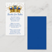 Prince Royal Blue Gold Elephant Books voor Baby Informatiekaartje (Voorkant / Achterkant)