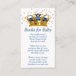 Prince Royal Blue Gold Elephant Books voor Baby Informatiekaartje