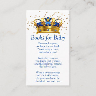 Prince Royal Blue Gold Elephant Books voor Baby Informatiekaartje