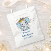 Prince Royal Blue Gold Elephant Boy Baby shower Bedankzakje (Geknipt)