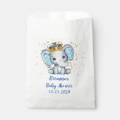 Prince Royal Blue Gold Elephant Boy Baby shower Bedankzakje (Voorkant)