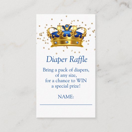 Prince Royal Blue Goud Olifant Luier Raffle Informatiekaartje (Voorkant)