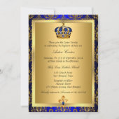Prince Royal Blue Regal Crown Baptism Invite Kaart (Voorkant)
