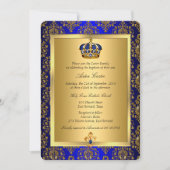 Prince Royal Blue Regal Crown Baptism Invite Kaart (Voorkant)