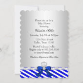 Prince Royal Boy Baby shower Blue White Stripe Kaart (Achterkant)