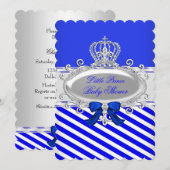 Prince Royal Boy Baby shower Blue White Stripe Kaart (Voorkant / Achterkant)