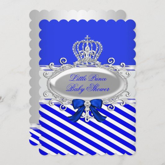 Prince Royal Boy Baby shower Blue White Stripe Kaart (Voorkant / Achterkant)