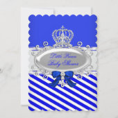 Prince Royal Boy Baby shower Blue White Stripe Kaart (Voorkant)