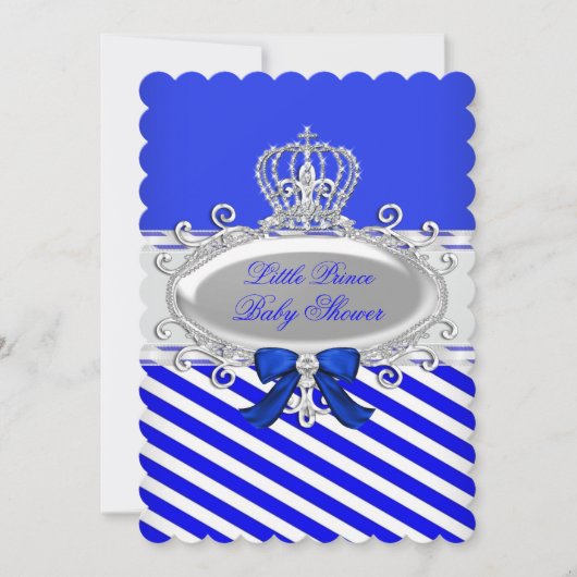 Prince Royal Boy Baby shower Blue White Stripe Kaart (Voorkant)