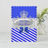 Prince Royal Boy Baby shower Blue White Stripe Kaart (Staand voorkant)