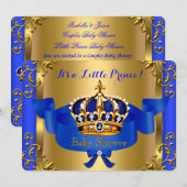 Prince Royal Couples Baby shower Boy Blue Gold Kaart (Voorkant / Achterkant)