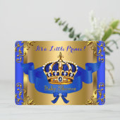 Prince Royal Couples Baby shower Boy Blue Gold Kaart (Staand voorkant)