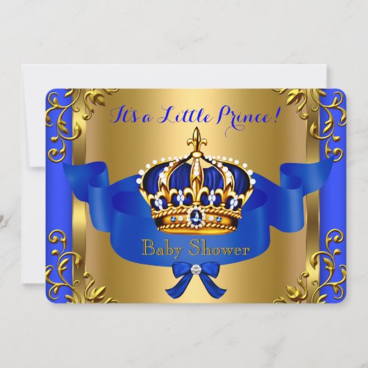 Prince Royal Couples Baby shower Boy Blue Gold Kaart (Voorkant)